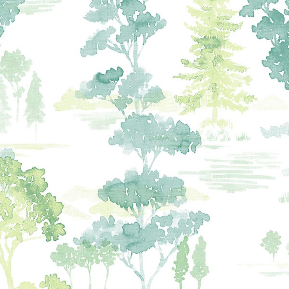 Patton Wallcoverings FW36832 Fresh Watercolors Forest Wallpaper in shades of Green